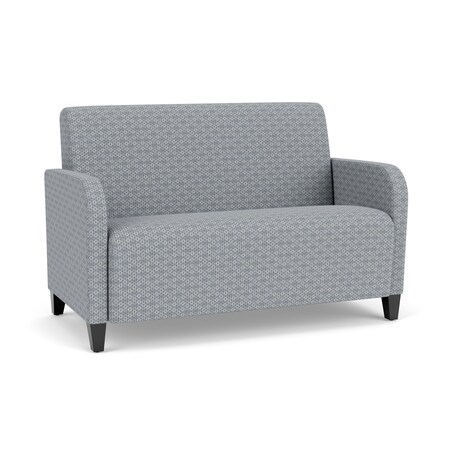 Lesro Siena Lounge Reception Loveseat, Walnut, RS Fog Upholstery SN1501